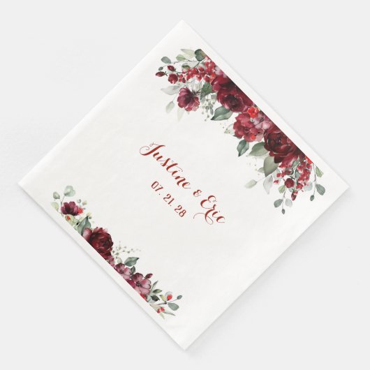 Red Peony Epiphany Wedding Serviette (Ecke)