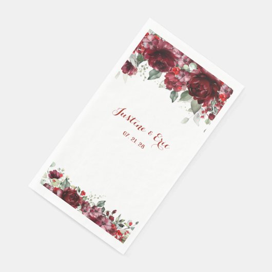 Red Peony Epiphany Wedding Serviette (Ecke)