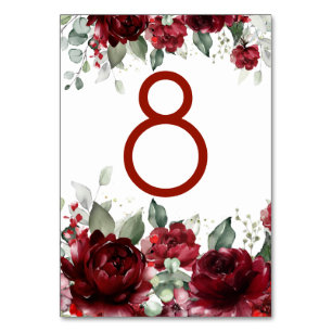 Red Peony Epiphany Wedding Tischnummer Card