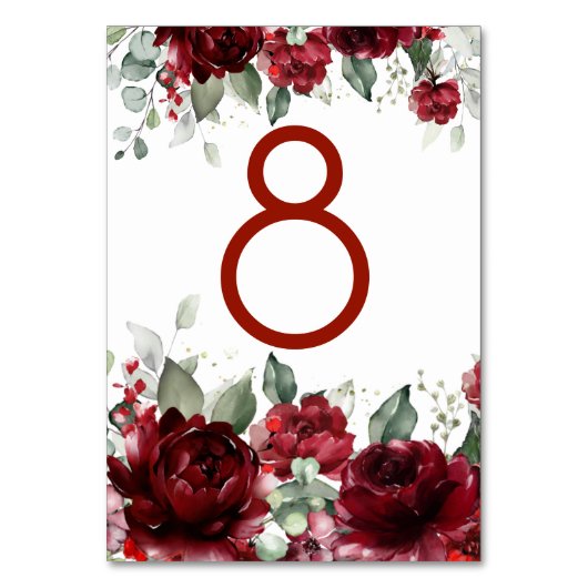 Red Peony Epiphany Wedding Tischnummer Card (Rückseite)