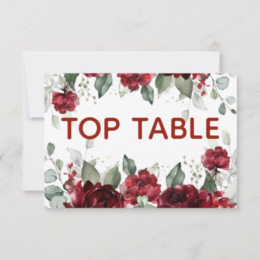 Red Peony Epiphany Wedding Top Tischnummer Card (Rückseite)