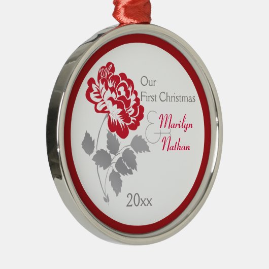 Red Peony First Christmas Keepake Ornament (Rechts)