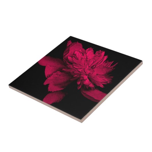 Red Peony Floral Art Fliese (Seite)
