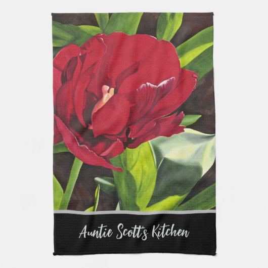 Red Peony Floral Geschirrtuch (Vertikal)