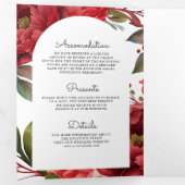 Red Peony Floral Mason Jar QR Code Hochzeit Dreifach Gefaltete Einladung (Innen Erste Seite)