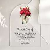 Red Peony Floral Mason Jar Wedding Acryleinladungen