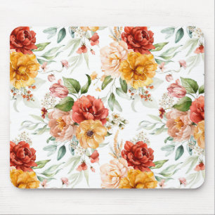 Red Peony Flower Bouquet Pattern Mousepad
