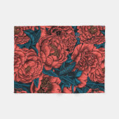 Red peony flowers and moths fleecedecke (Vorderseite (Horizontal))