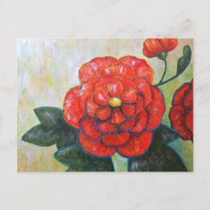 Red Peony Impressionist Fine Art Blume Postcard Postkarte