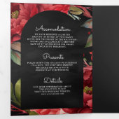 Red Peony Mason Jar QR Kodex Hochzeit Dreifach Gefaltete Einladung (Innen Erste Seite)