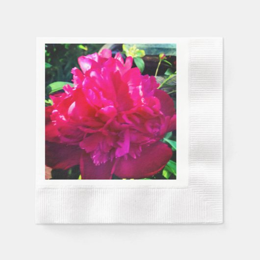 Red Peony Napkins, Cocktailpapier Napkins Serviette (Vorderseite)