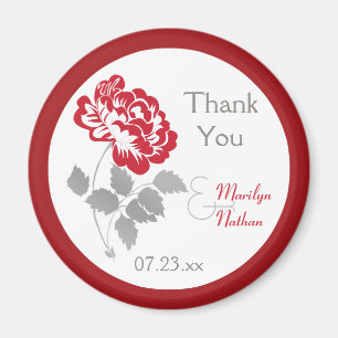 Red Peony on White Gastgeschenk Hochzeit Magnet