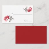 Red Peony on White mit Taupe Placecards Platzkarte (Vorne/Hinten)