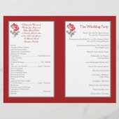 Red Peony on White mit Taupe Wedding Program (Rückseite)