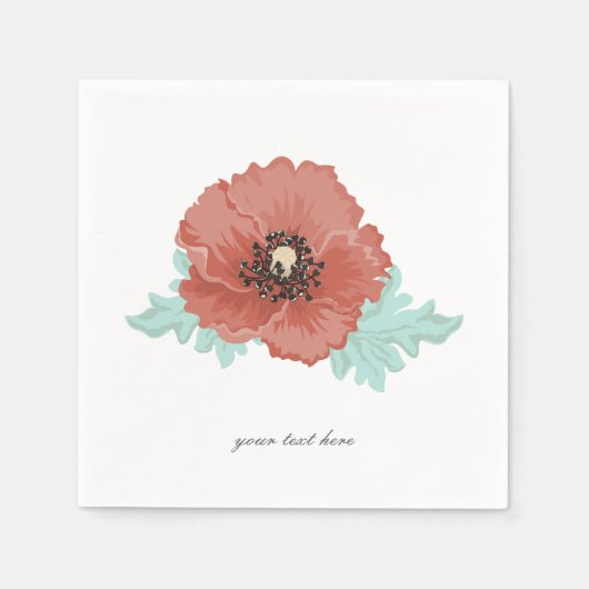 Red Peony Party Paper Napkin Set Serviette (Vorderseite)