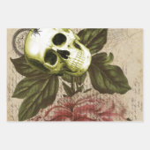 Red Peony Steampunk Skull Ephemera Geschenkpapier Set (Vorderseite 2)
