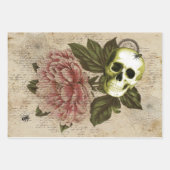 Red Peony Steampunk Skull Ephemera Geschenkpapier Set (Vorderseite)