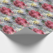 Red Peony Watercolor Floral Pattern Geschenkpapier (Ecke)