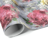 Red Peony Watercolor Floral Pattern Geschenkpapier (Rolleneckpunkt)