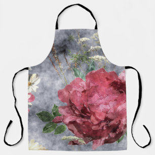 Red Peony Watercolor Floral Pattern Schürze