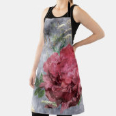 Red Peony Watercolor Floral Pattern Schürze (InSitu)
