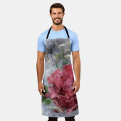 Red Peony Watercolor Floral Pattern Schürze (Getragen)