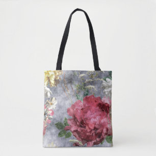 Red Peony Watercolor Floral Pattern Tasche