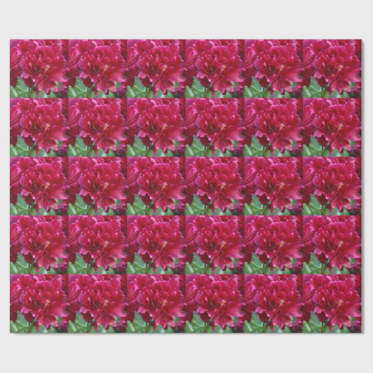 Red Peony Wrapping Paper Geschenkpapier (Flach)