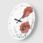 Red Peonys Wall Clock Große Wanduhr (Winkel)