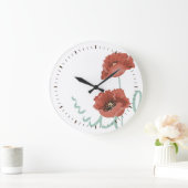 Red Peonys Wall Clock Große Wanduhr (Zuhause)