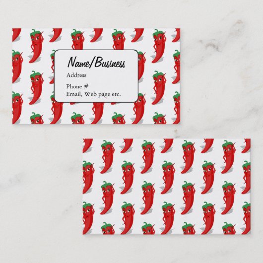 Red Pepper Cartoon Pattern Visitenkarte (Vorne/Hinten)