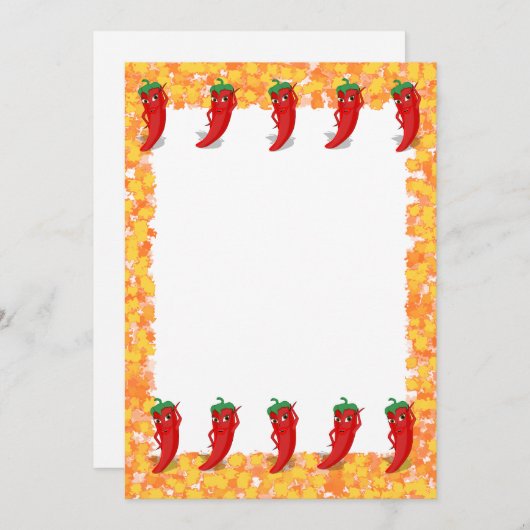 Red Pepper Diva Cartoon Einladung (Vorne/Hinten)
