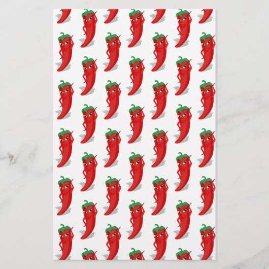 Red Pepper Diva Cartoon Pattern Briefpapier (Vorderseite)