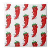 Red Pepper Diva Cartoon Pattern Fliese (Vorderseite)