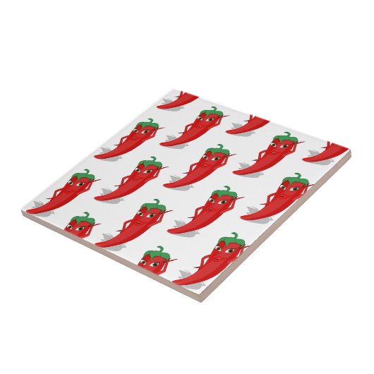 Red Pepper Diva Cartoon Pattern Fliese (Seite)