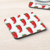 Red Pepper Diva Cartoon Pattern Getränkeuntersetzer (Linke Seite)