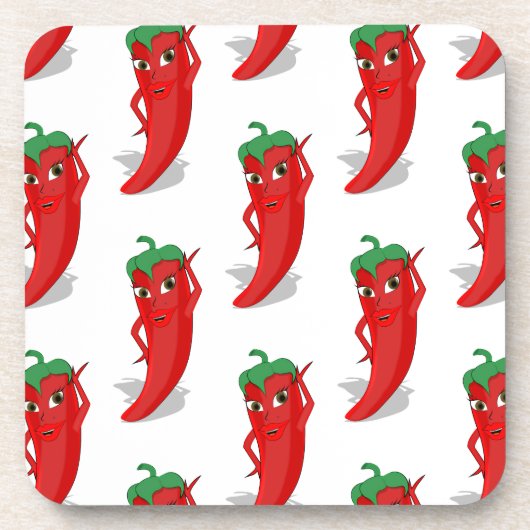 Red Pepper Diva Cartoon Pattern Getränkeuntersetzer (Vorderseite)