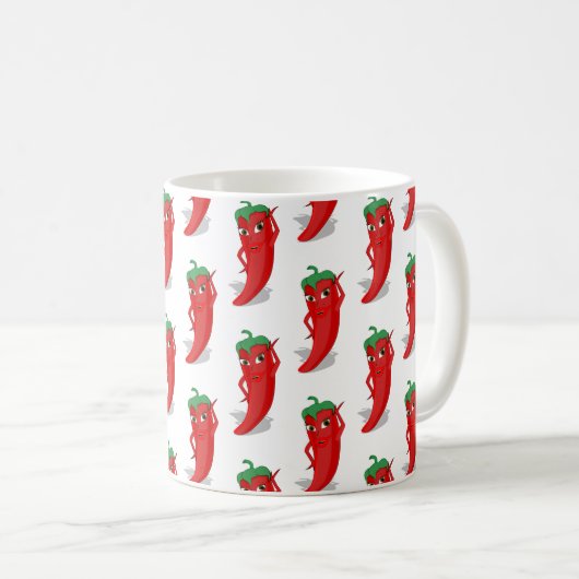 Red Pepper Diva Cartoon Pattern Kaffeetasse (VorderseiteRechts)