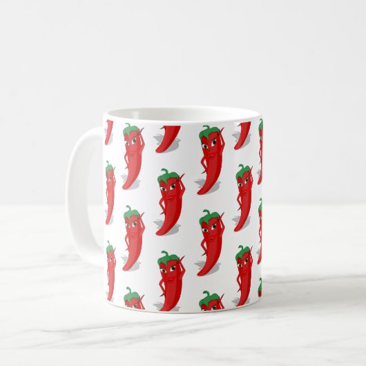 Red Pepper Diva Cartoon Pattern Kaffeetasse (Vorderseite Links)