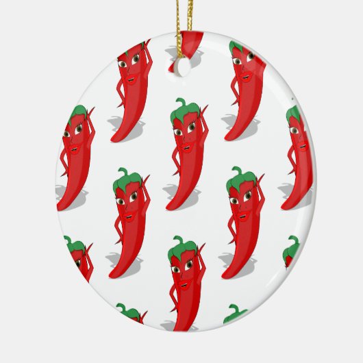 Red Pepper Diva Cartoon Pattern Keramik Ornament (Links)