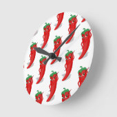 Red Pepper Diva Cartoon Pattern Runde Wanduhr (Winkel)
