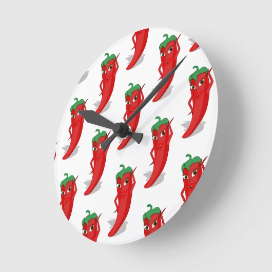 Red Pepper Diva Cartoon Pattern Runde Wanduhr (Winkel)