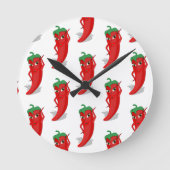 Red Pepper Diva Cartoon Pattern Runde Wanduhr (Vorderseite)