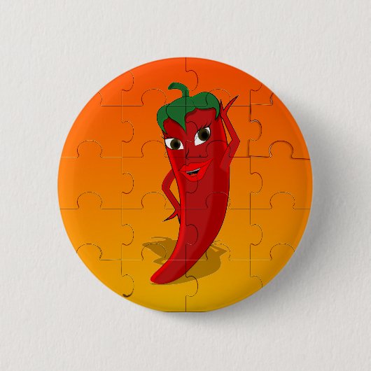 Red Pepper Diva Jigsaw Puzzle Button (Vorderseite)
