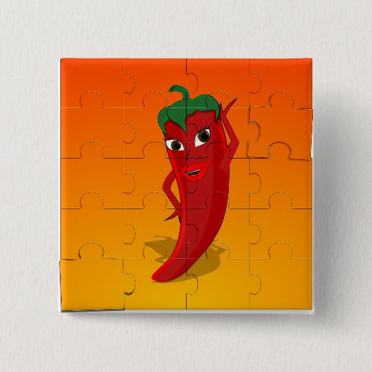 Red Pepper Diva Jigsaw Puzzle Button (Vorderseite)
