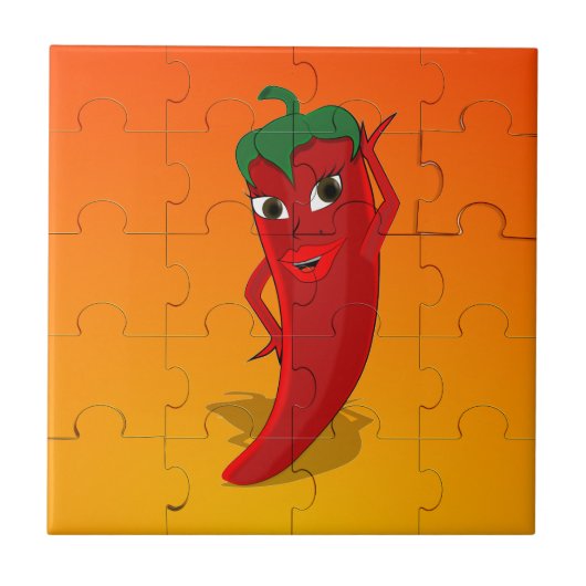 Red Pepper Diva Jigsaw Puzzle Fliese (Vorderseite)
