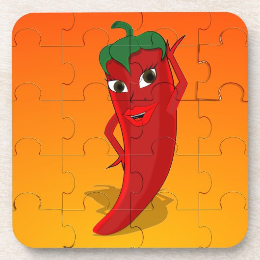 Red Pepper Diva Jigsaw Puzzle Getränkeuntersetzer (Vorderseite)