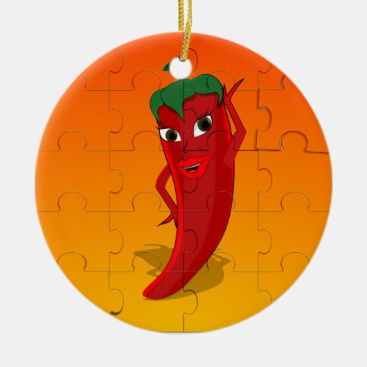 Red Pepper Diva Jigsaw Puzzle Keramik Ornament (Vorne)