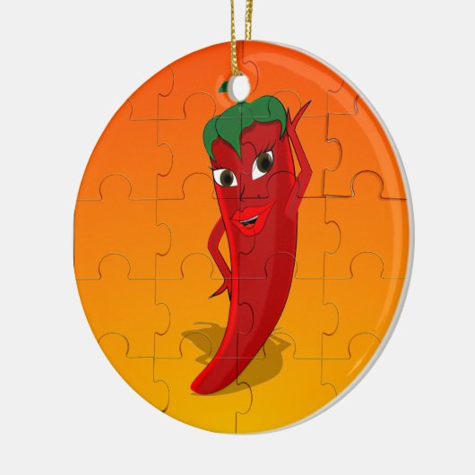 Red Pepper Diva Jigsaw Puzzle Keramik Ornament (Links)