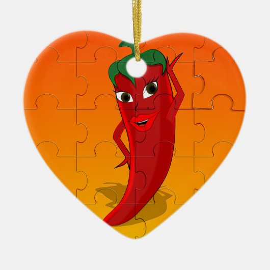 Red Pepper Diva Jigsaw Puzzle Keramik Ornament (Vorne)